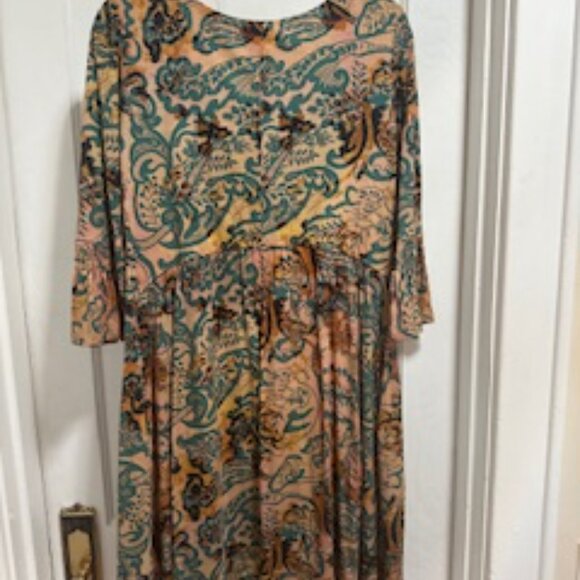 golden yellow and turquoise comfy fun dress - Picture 3 of 8